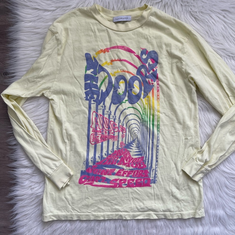 Daydreamer The Doors Oversize Cotton Graphic Tee in Tender Yellow
